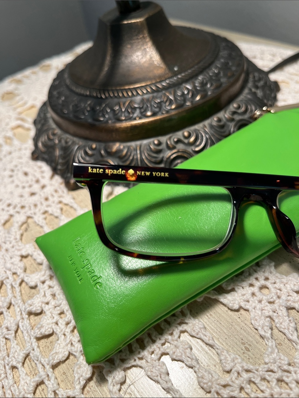 Kate Spade Jodie Readers  +1.50 Tortoiseshell Signature Bright Green Case - Picture 7 of 12